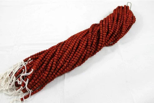 Hand Carved Paprika Red Dyed Natural Olive Wood Round Beads